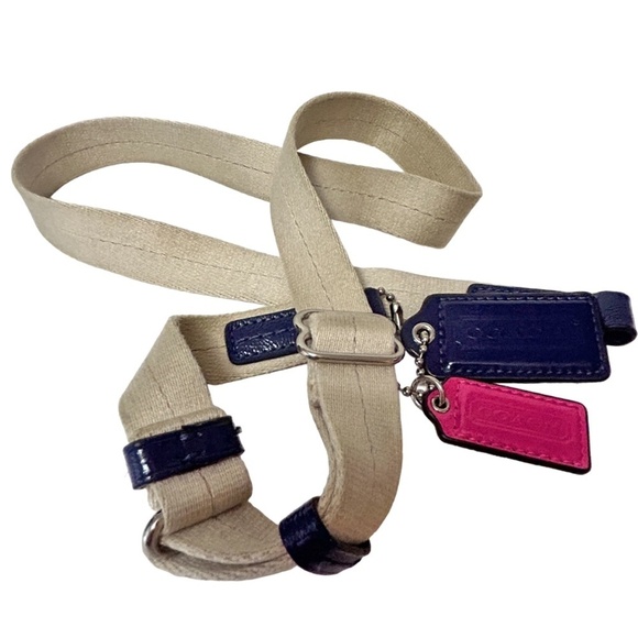 Authentic Coach Crossbody Strap and Two FOBs Patent Leather and Canvas - Picture 2 of 9